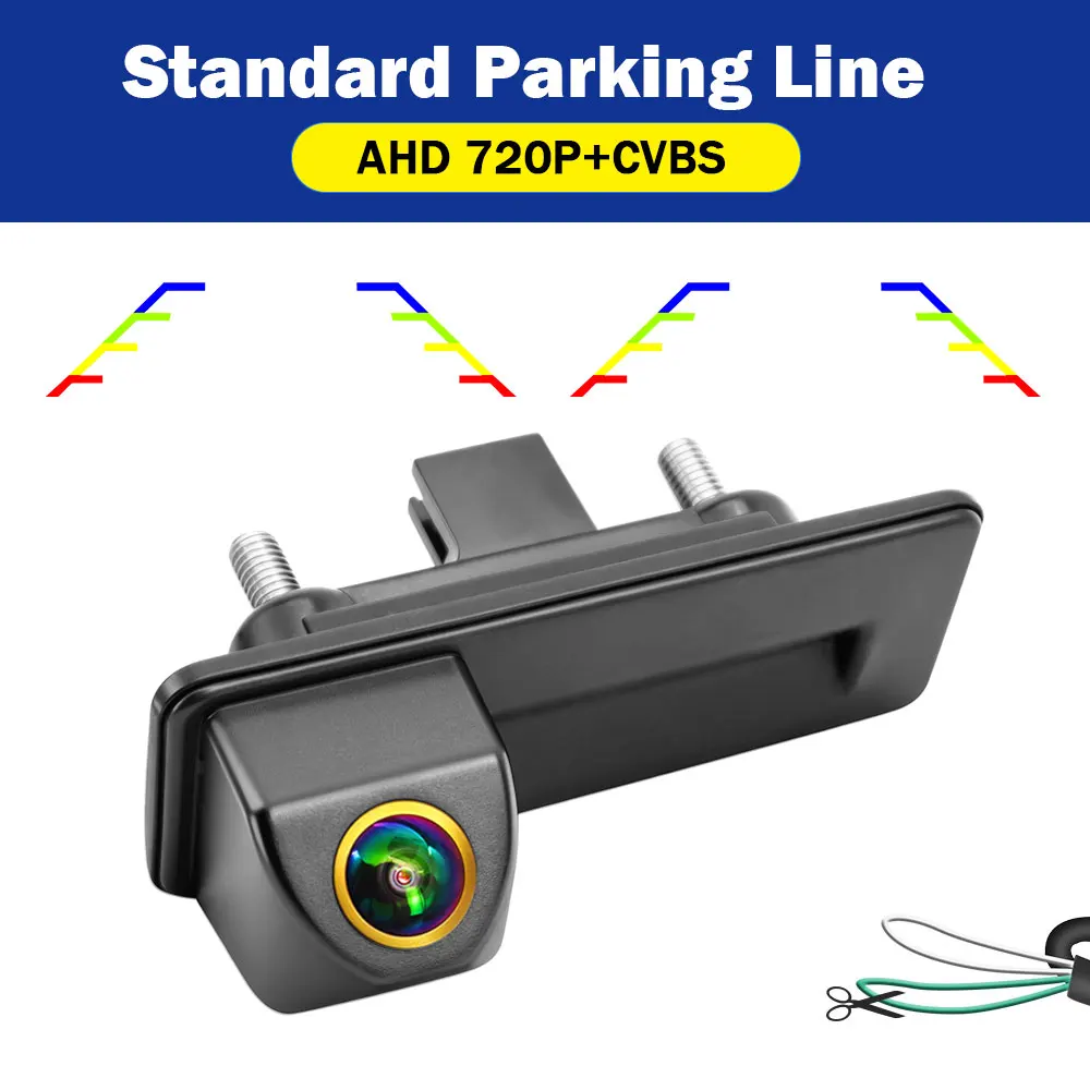 4K 1080P Car Trunk Handle Car Reverse Backup AHD Dynamic Trajectory Cam For VW Skoda Octavia 2 3 A5 Fabio Yeti Superb Audi A1 A3 view 3