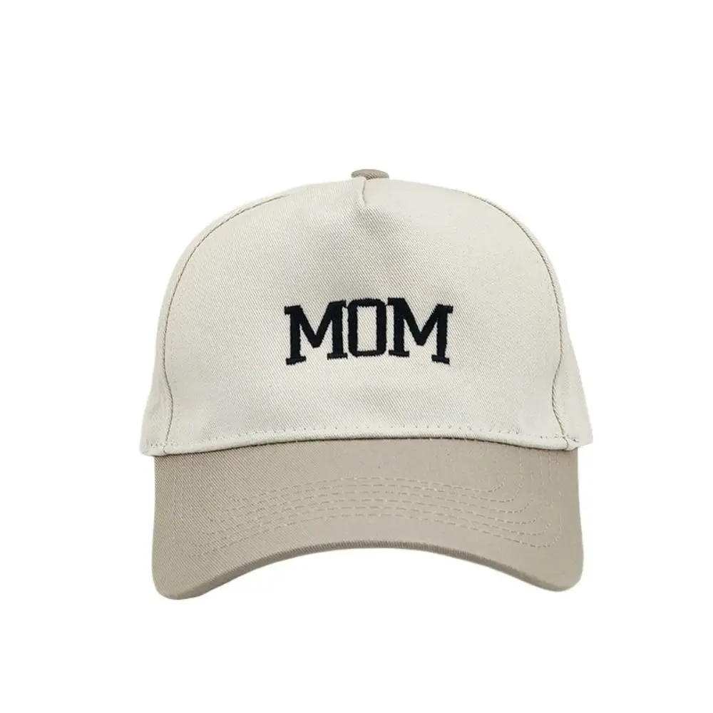 Mom Dad Two-Tone Baseball Cap Letter Embroidered Adjustable Parent Matching Hat Casual Sun Cap