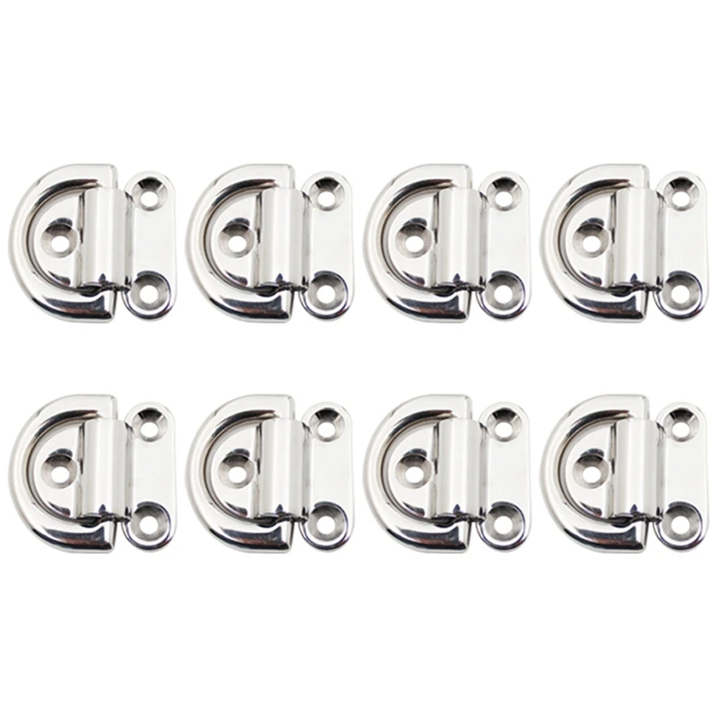 D-Ring Deck Collapsible Pad Eye Tiedown Cleats For Yacht Motorboat Mirror Polished Ship Parts 4Pcs