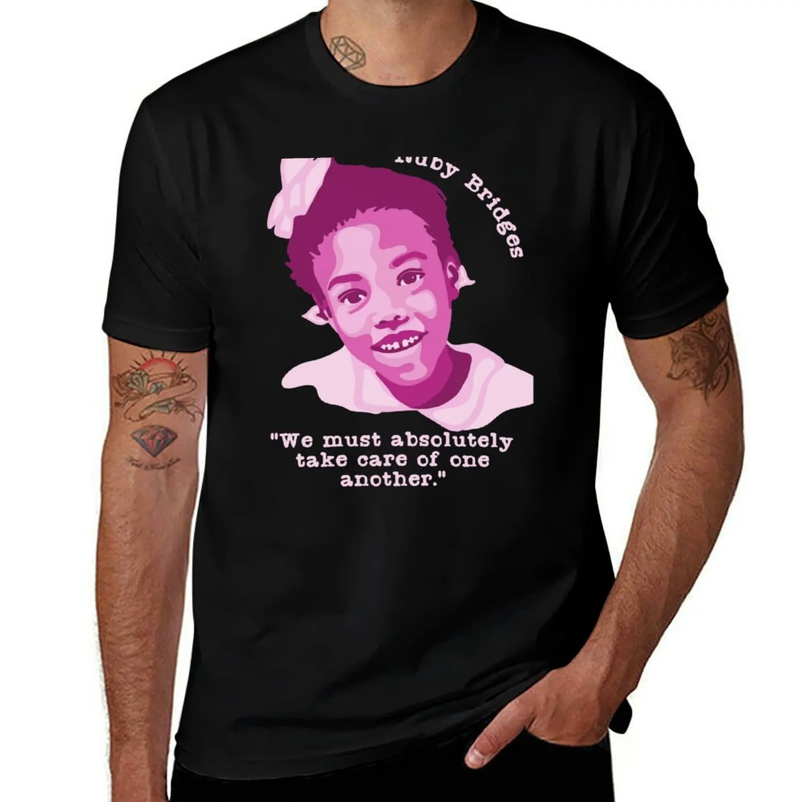 Ruby Bridges Portrait and Quote T-Shirt Basic Solid Color Short Sleeve Cotton Top T-Shirt
