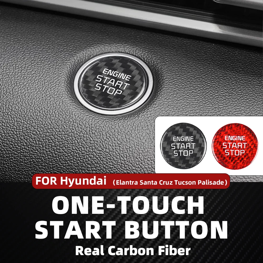 Real Carbon Fiber For Hyundai Elantra N Tucson Santa Cruz Palisade Engine Start Stop Button Sticker Interior Trim Accessories