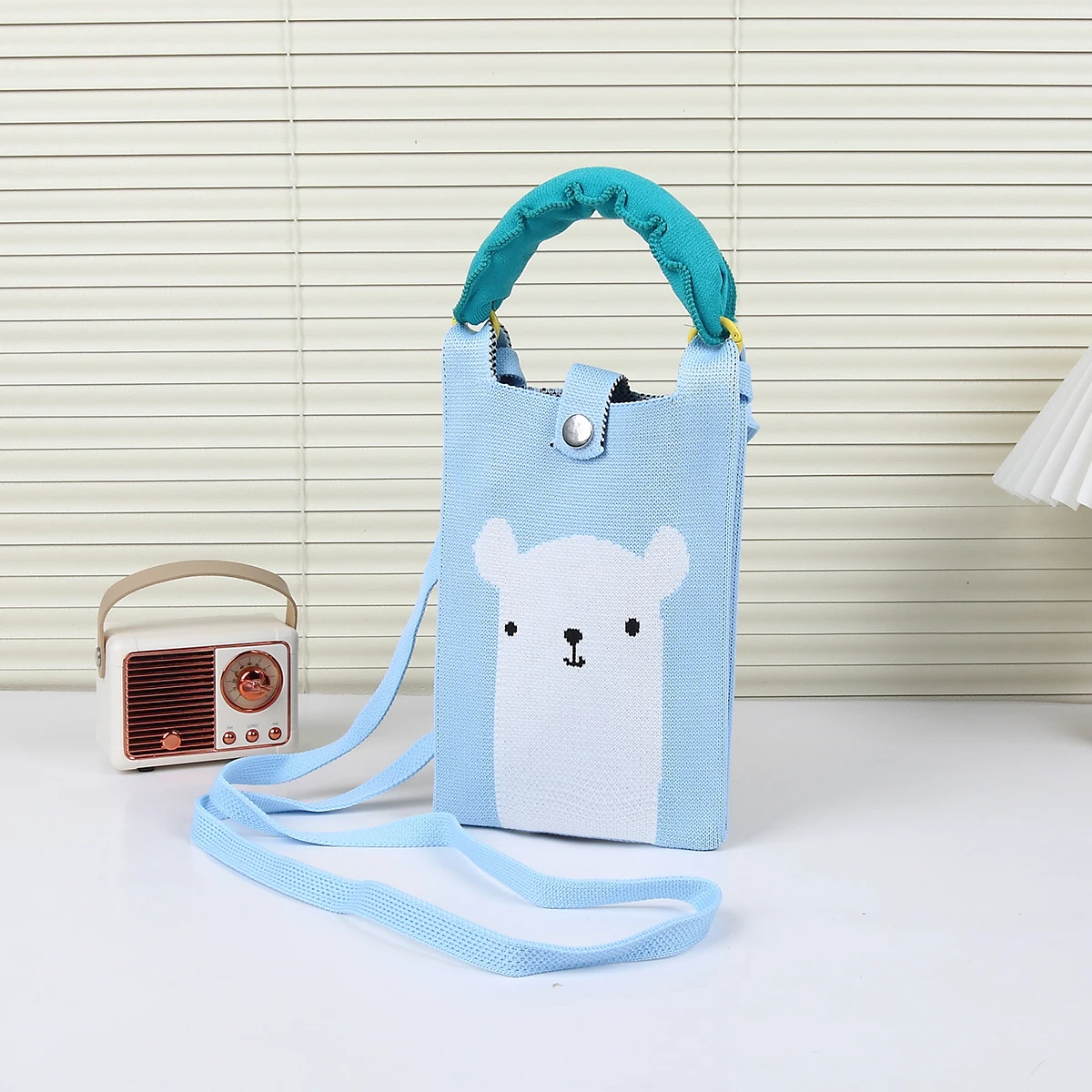 

Handmade Knit Handbag Women Mini Knot Wrist-bag Female Casual Color Wide Stripe Plaid Tote Bag Student Reusable Shopping Bag