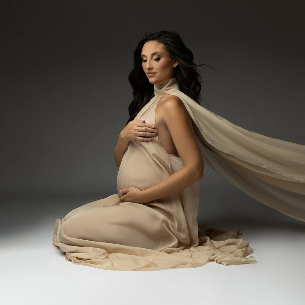 

Elegant Backless Maternity Photography Dress Pregnant Women Photoshoot Gown Studio Pregnancy Outfits Baby Shower Dress