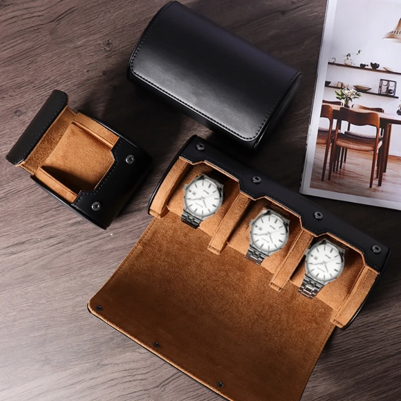 

3 Slots Travel Watch Storage Box Portable Vintage Watch Roll Display Case for Women Men Watch Jewelry Dropshipping