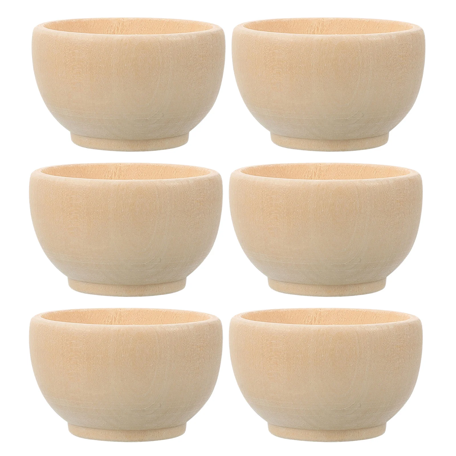 ชามไม้ดิบขนาดเล็ก 6 ชิ้น สำหรับใส่ของหวาน ขนม ของว่าง งาน DIY งานฝีมือ ทาสี ชามสลัด ชามใส่ถั่ว ทำจากไม้ธรรมชาติ