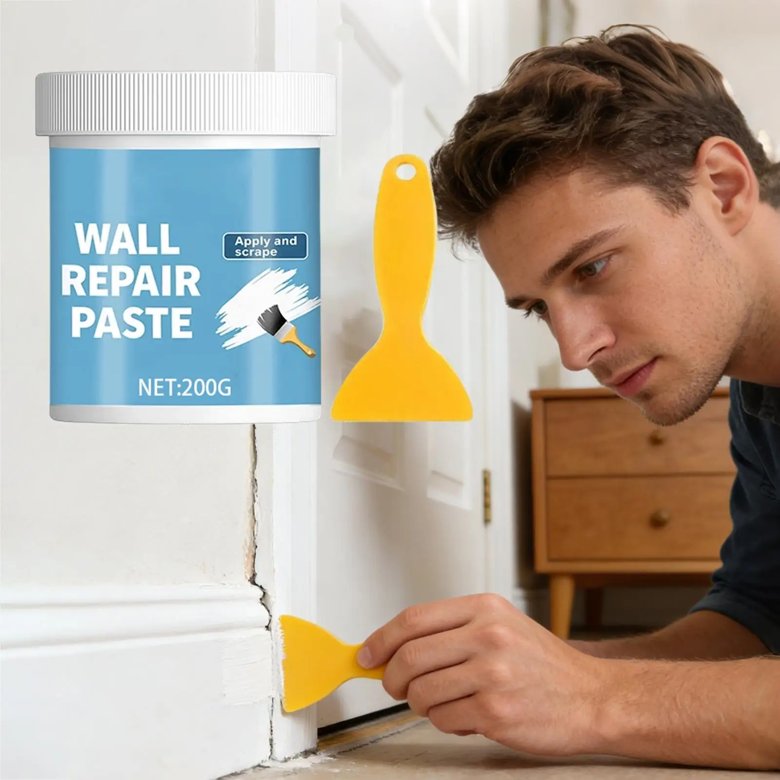 Drywall Repair Kit Waterproof Hydrophobic Drywall Putty Wall Mending Paste for Cracks Nail Holes Dents Home Renovation Kitchen