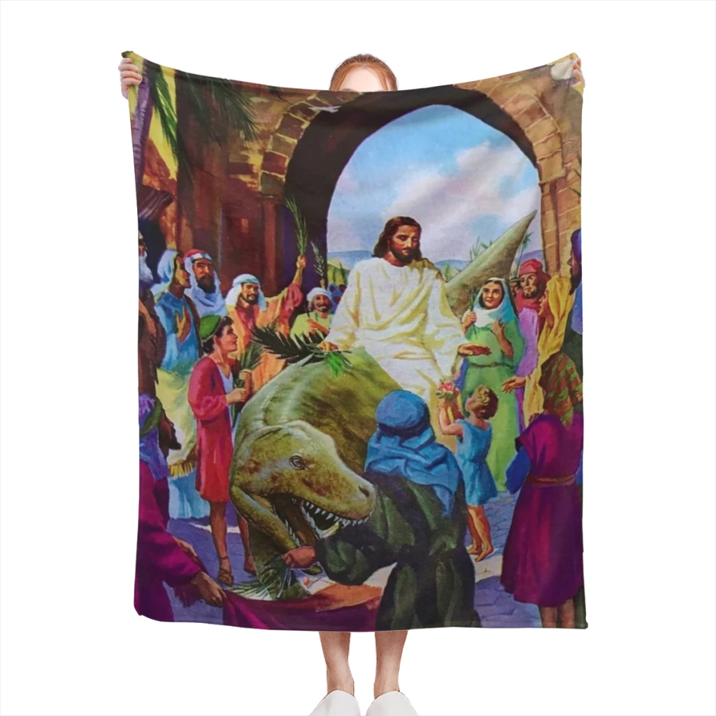 

Similar-Jurassic-To-Jesus Blanket Sofa Bedroom Bed Home Office Nap Blanket Car Travel Picnic Blankets Gift