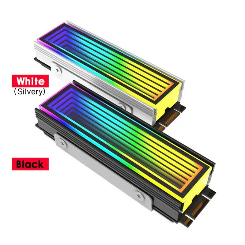 Reliable-M.2 ARGB Computer Radiator 2280 SSD M2 Radiator PC RGB M.2 Nvme Cooler Heatsink Endless Abyss Effect Silver,M.2 ARGB Co