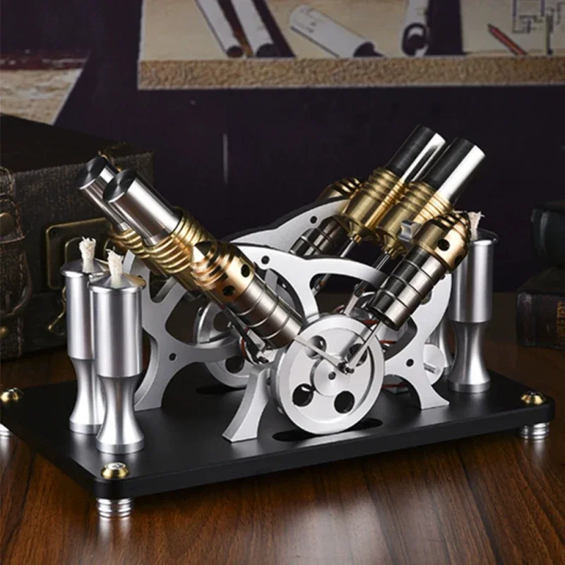 Can Start Twin-cylinder Four-cylinder Stirling Engine All-metal Machine Precision High-end Manufacturing Power Generation Set