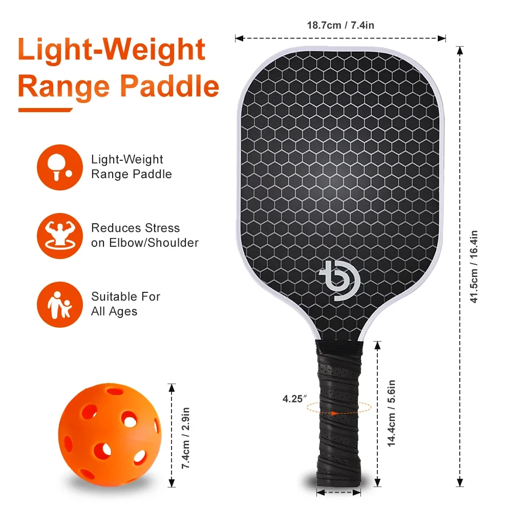 Racchette da pickleball Set approvato USAPA Racchette Nucleo a nido d'ape 4 palline Copri racchetta portatile Borsa da trasporto Kit regalo per interni ed esterni
