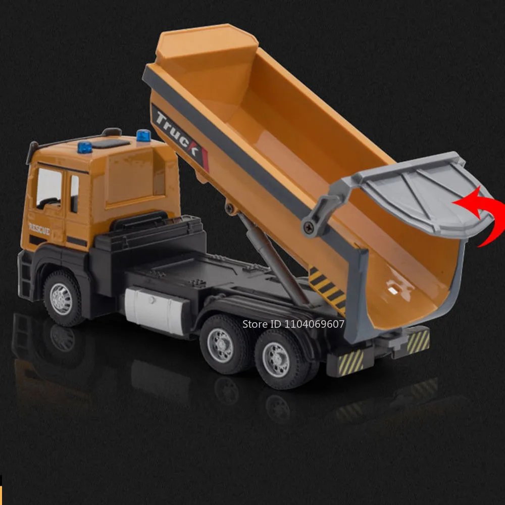 1:32 Dump Truck Speelgoedauto 'S Metalen Diecast Geluidslampje Trekt Achterdeuren Geopend Simulatie Engineering Transportvoertuig Geschenken