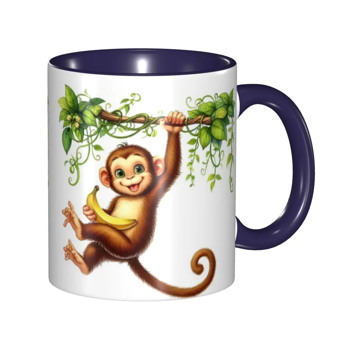 

Классическая летняя футболка с подвесным деревом в виде обезьяны, забавные керамические кофейные чашки, чайные кружки, чашка для молока, посуда для напитков, подарок для женщины и мужчины