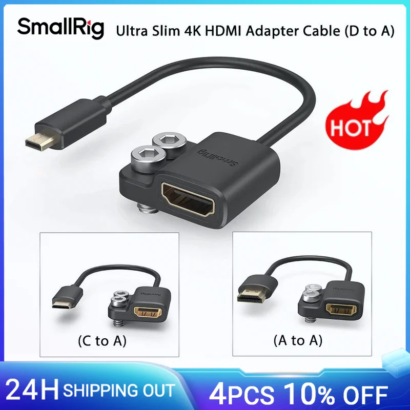 SmallRig Ultra Slim 4K Adapter Cable A to A/C to A /D TO A for BMPCC 4K 6K for Sony A7SIII for Panasonic 3019/3020/3021