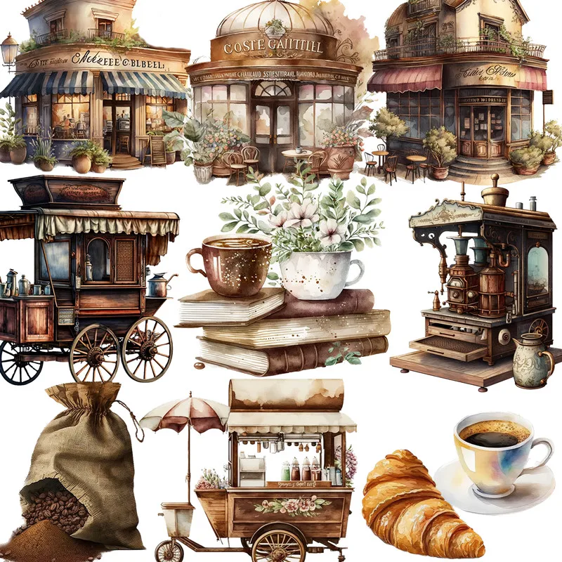 Vintage Coffee House Stickers Crafts And Scrapbooking stickers kids toys book Decorative sticker DIY Stationery