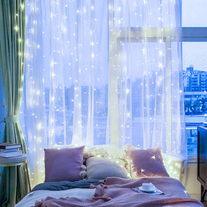 6M Christmas Decoration Remote Control Holiday Wedding Fairy Tale Flower Ring Light Bedroom 2025 New Year Curtain String Light