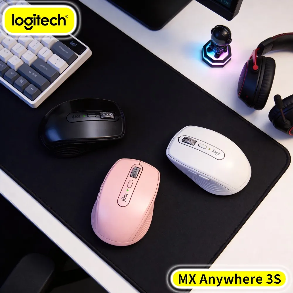 Portable MX Anywhere 3S - 8000 DPI Tracking, USB-C Quick Charge, Silent Click, Ideal For Art Studio & Short Business Trip