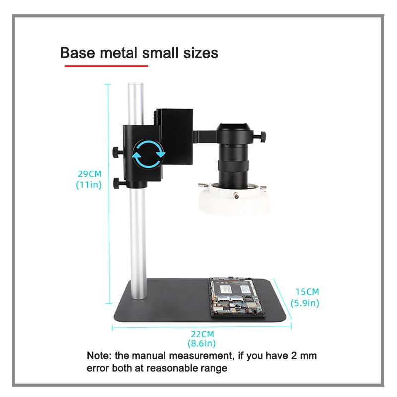4K Industrial Video Microscope 1600W with 130X Zoom Camera Long LED Lights for Cell Phone Repair Digital Image Acquisition