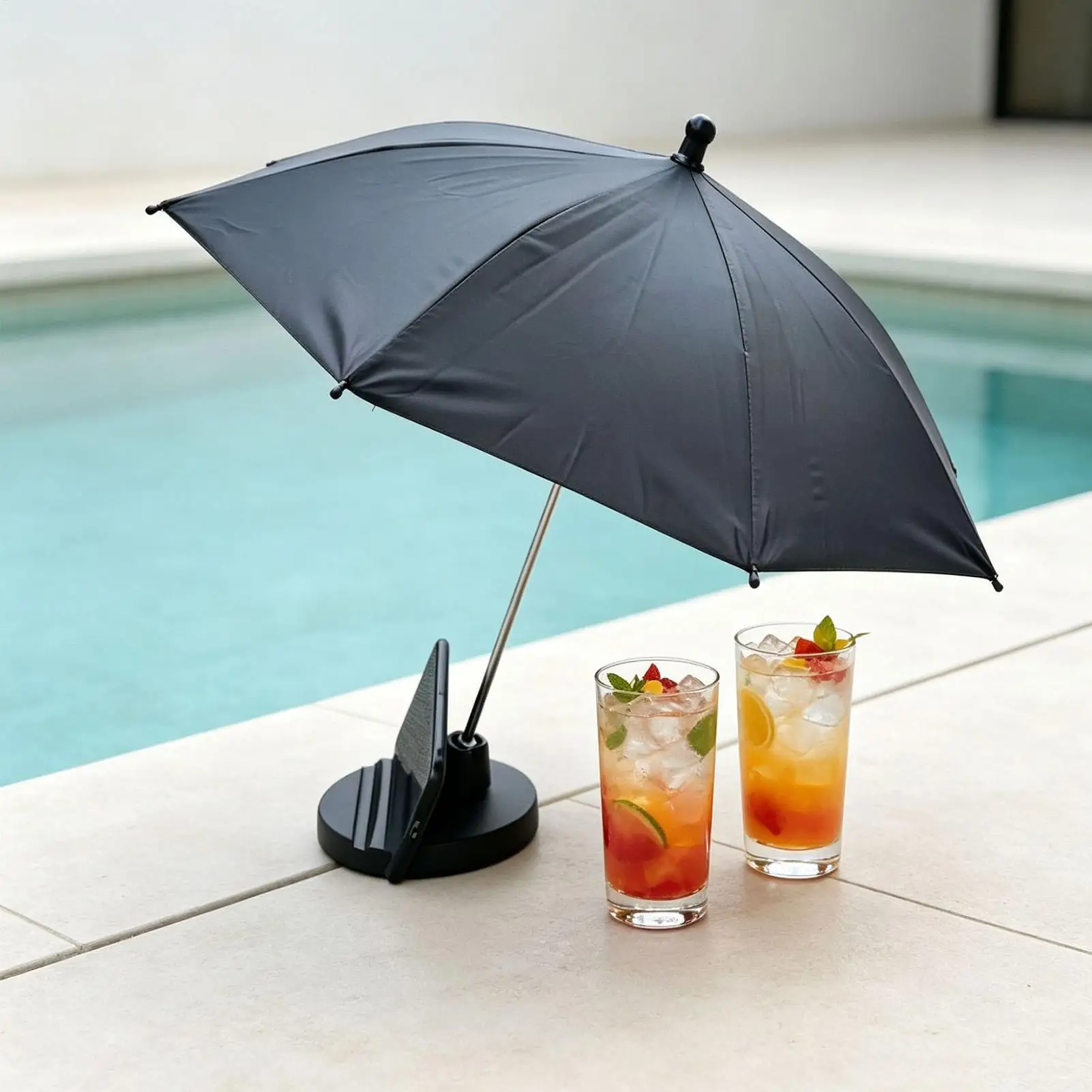 Table Top Umbrella Adjustable Height Small Phone Sunshade With Base Mini Phone Umbrella For Outdoor Patio Pool Camping Picnic
