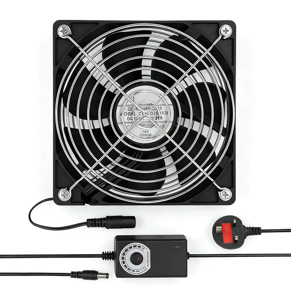 

120-мм регулируемый бесшумный вентилятор для компьютера, 220 В, с огнестойким корпусом из PBT и металлической сеткой для защиты от перегрева, для охлаждения серверных стоек