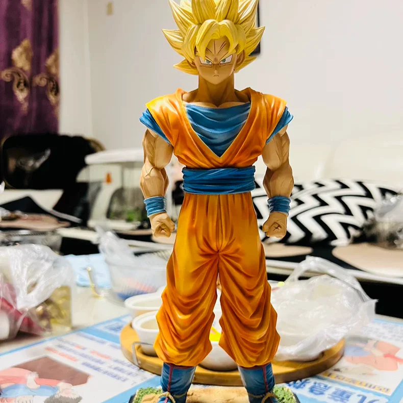 

34cm Son Goku Action Figure Dragon Ball Z Anime Figurine Goku 2 Head Replace Super Saiyan PVC Statue Collection Model Child Gift