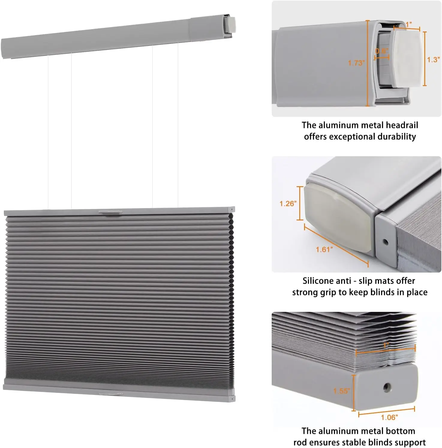 2026 Model Transparent Noise Reducing Soundproof Fabric Manual Spring Controlled Top And Down Opening honeycomb Blinds