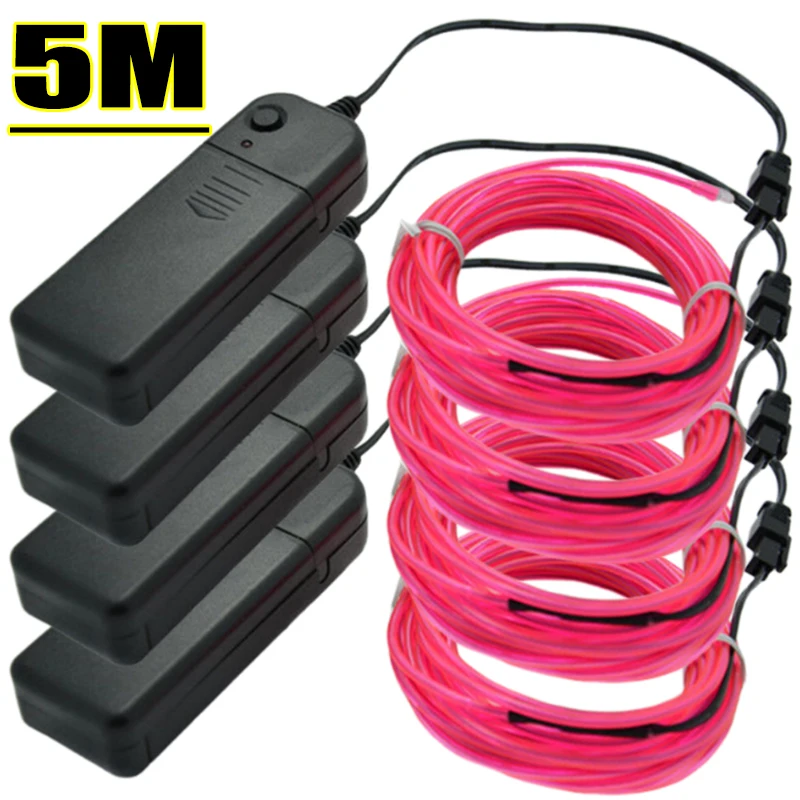 Universal Glow EL Wire Neon Ambient Light  Car Decoration Lights DIY Party Dance Flexible Cuttable LED Strips 1/3/5m