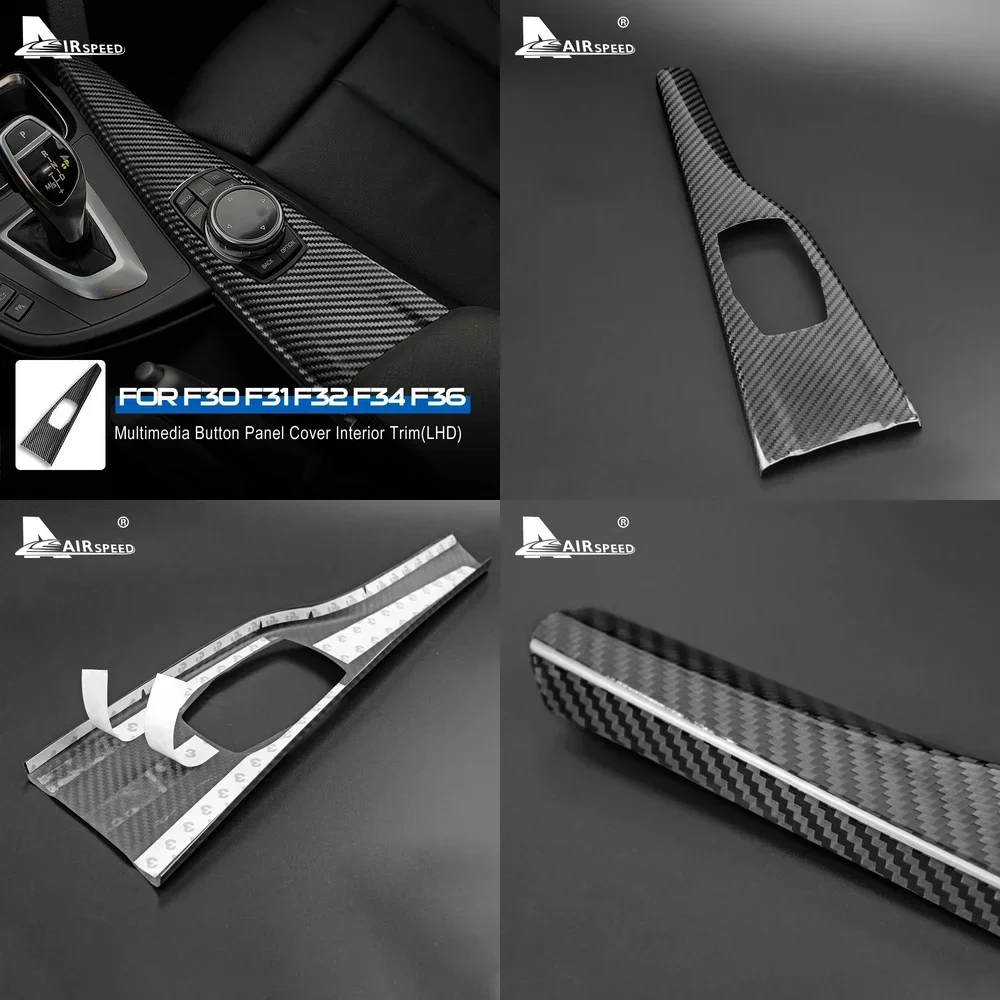 

Для BMW F30 F31 F32 F34 F36: Накладка на панель кнопок мультимедиа из настоящего карбона, декоративная наклейка для интерьера автомобиля
