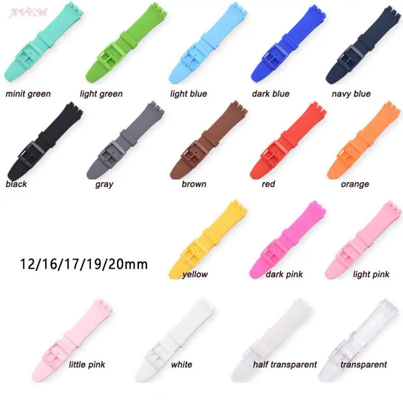 Silicone Watchband Strap for Swatch Watch Band 12mm 16mm 17mm 19mm 20mm Waterproof Rubber Wrist Bracelet Accessories With Tools