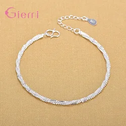 New Fashion 925 Sterling Silver Ankle Bracelet Elegant Twisted Weave Chain Anklets For Women Girl Jewelry Gift