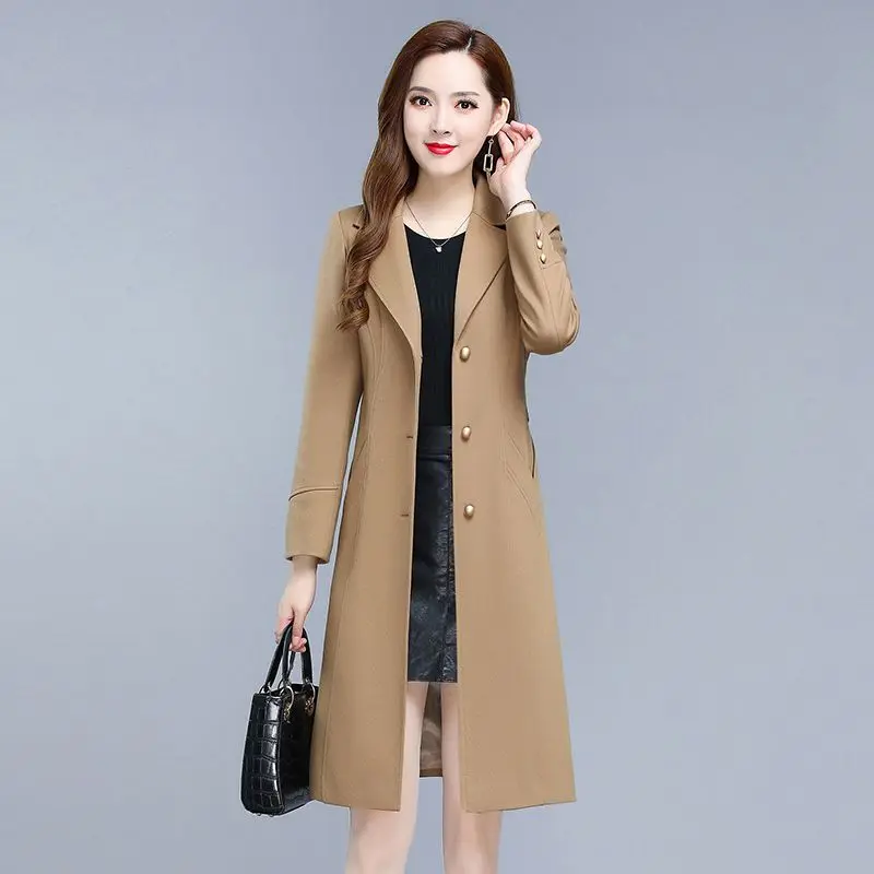 

Spring Autumn Women Clothes New Women's Windbreaker Khaki Lapel Single-breasted Jacket Loose Trench Coat Female Outwear A990