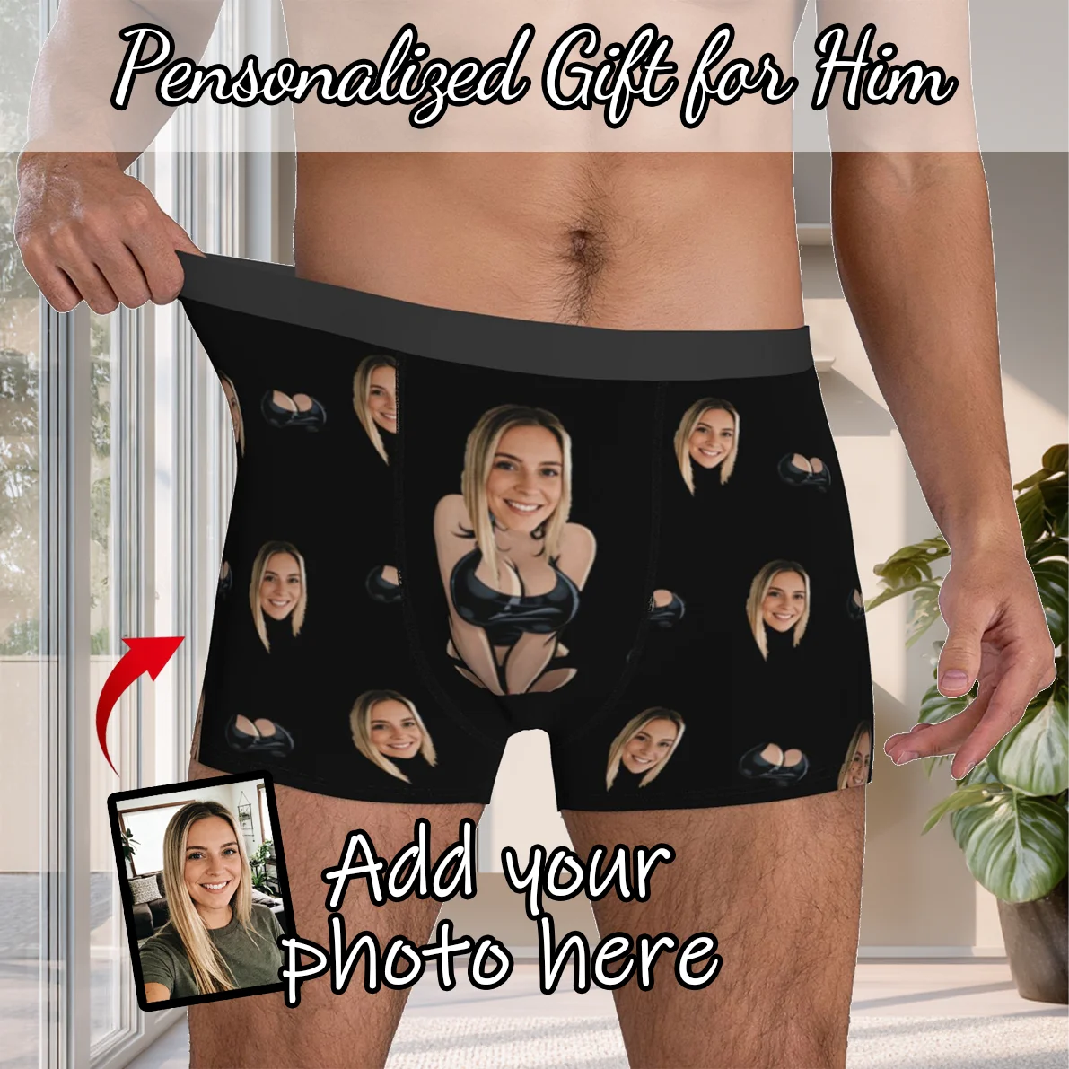 

Personalized Face Photo Underwear Custom Boxer Briefs Custom Men Birthday Gift For Husband Anniversary Gift for Dad