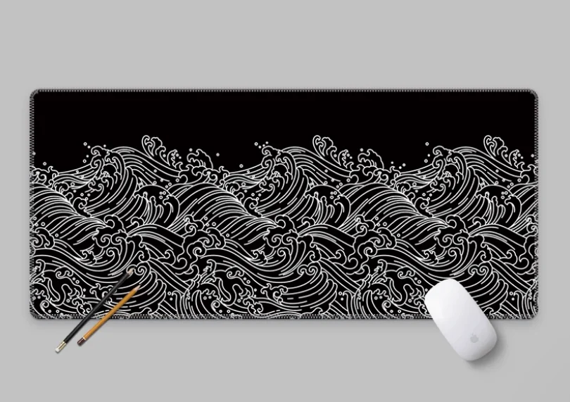 

Chinese Style Wave Waterproof Mouse Pad Super Large Office Desktop Decoration Natural Rubber Laptop Office Anime Accessories