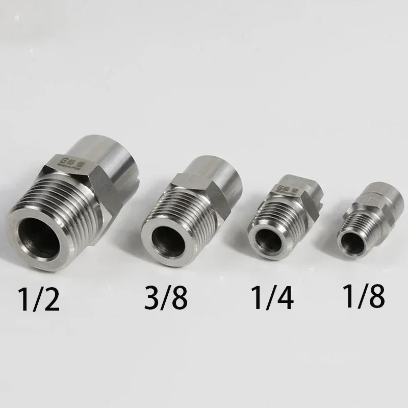 304 Stainless Steel flat fan spray nozzle 1/8 1/4 3/8 1/2 Male Thread 65 80 95 110 Spray Angle High Pressure Atomization Nozzle