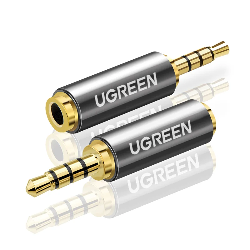 Ugreen Переходник от 2,5 мм до 3,5 мм, 2,5 мм «папа» на 3,5 мм «мама», позолоченный разъем, стерео цельнометаллический разъем