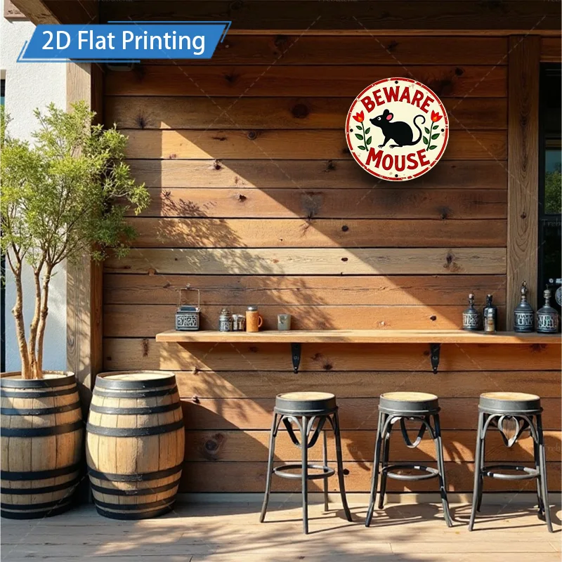 [2D FLAT] علامة معدنية مكونة من قطعة واحدة، لافتة معدنية عتيقة مقاس 8 × 8 بوصة لحماية الماوس لديكور الحديقة