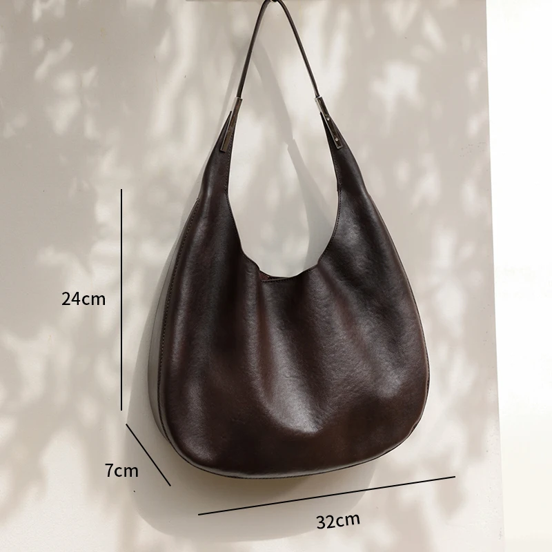 Genuine Leather Women Tote Shoulder Bag 2026 Daily Handbag Large Capacity For Shopping Work Travel Outdoor Cowhide Underarm Bags