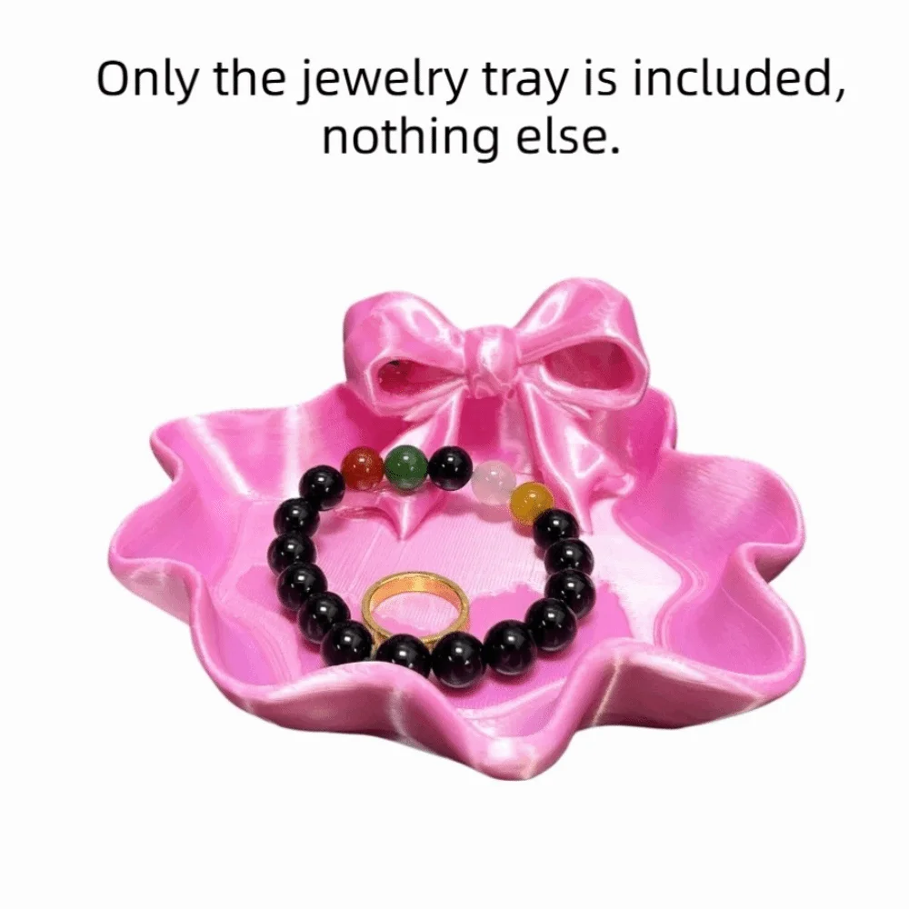 

Элегантная подставка для украшений с 3D-печатью, декоративная глянцевая подставка для колец с бантом, креативные тарелки для украшений в стиле барокко, домашние декоративные элементы