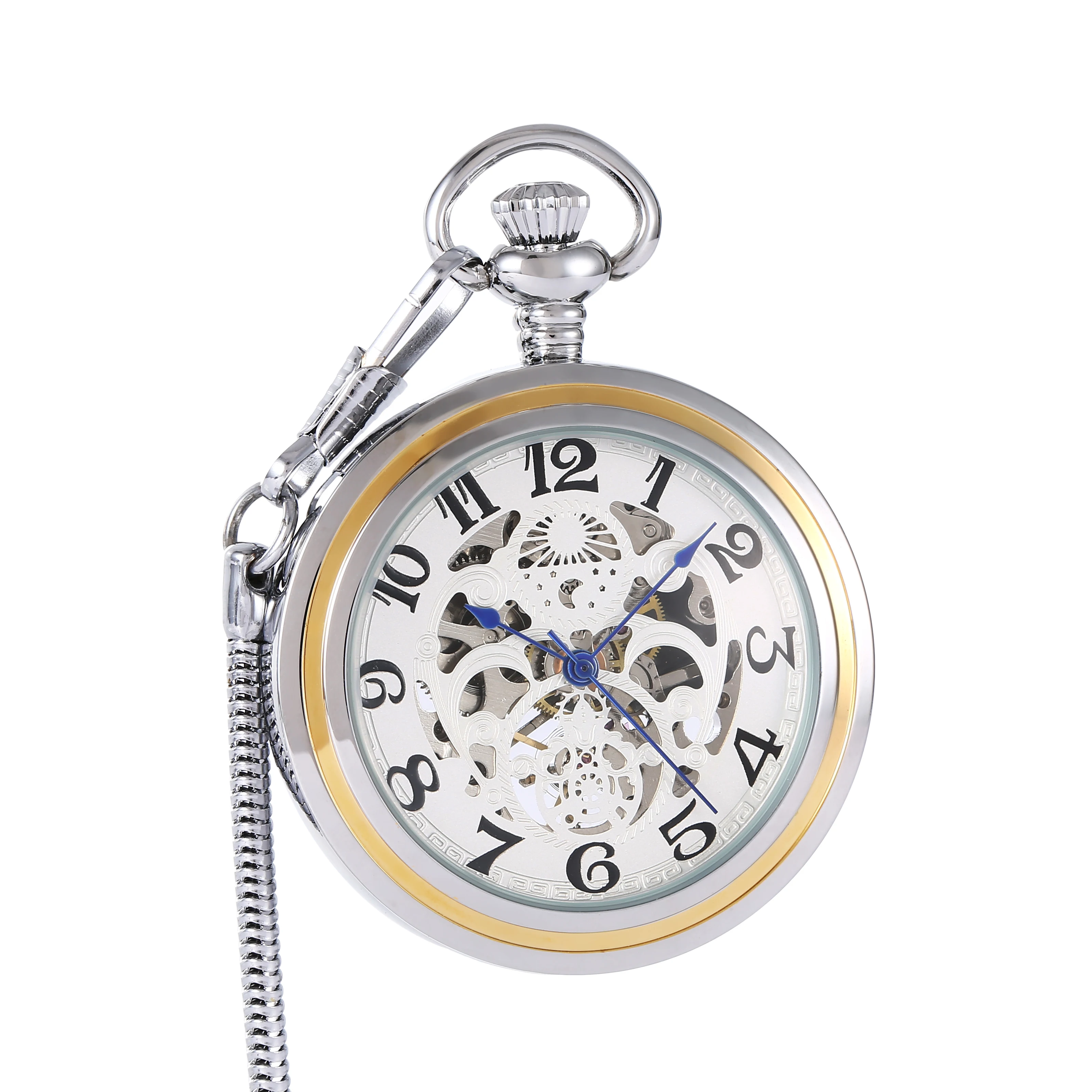 New retro classic pocket watch hollowed out luminous no flip cover pendant waist chain semi-automatic mechanical pocket watch