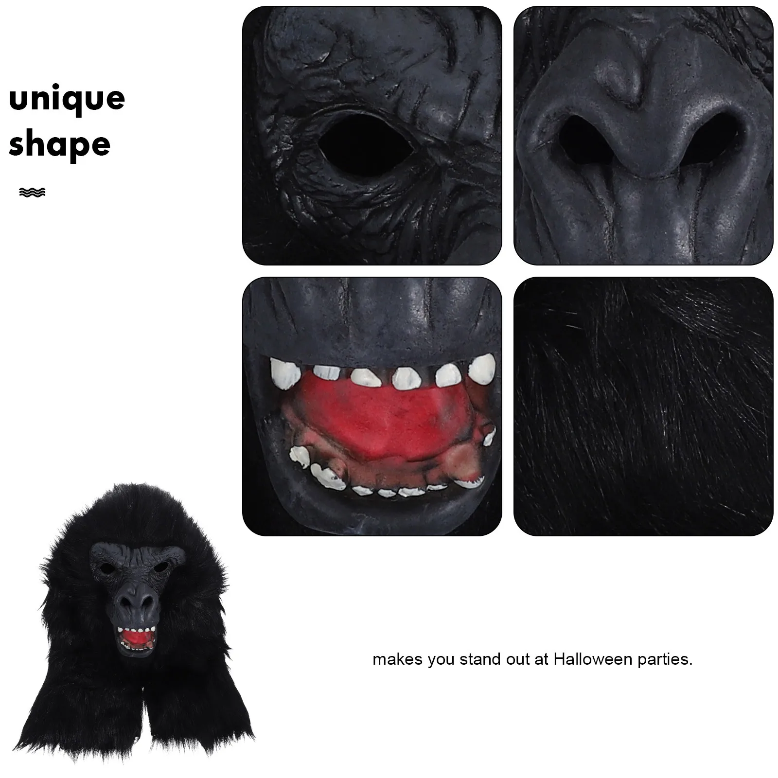 قناع رأس الغوريلا ملحق زي الهالوين لموضوع الكرنفال قناع ديكور الدعامة التأثيرية #1