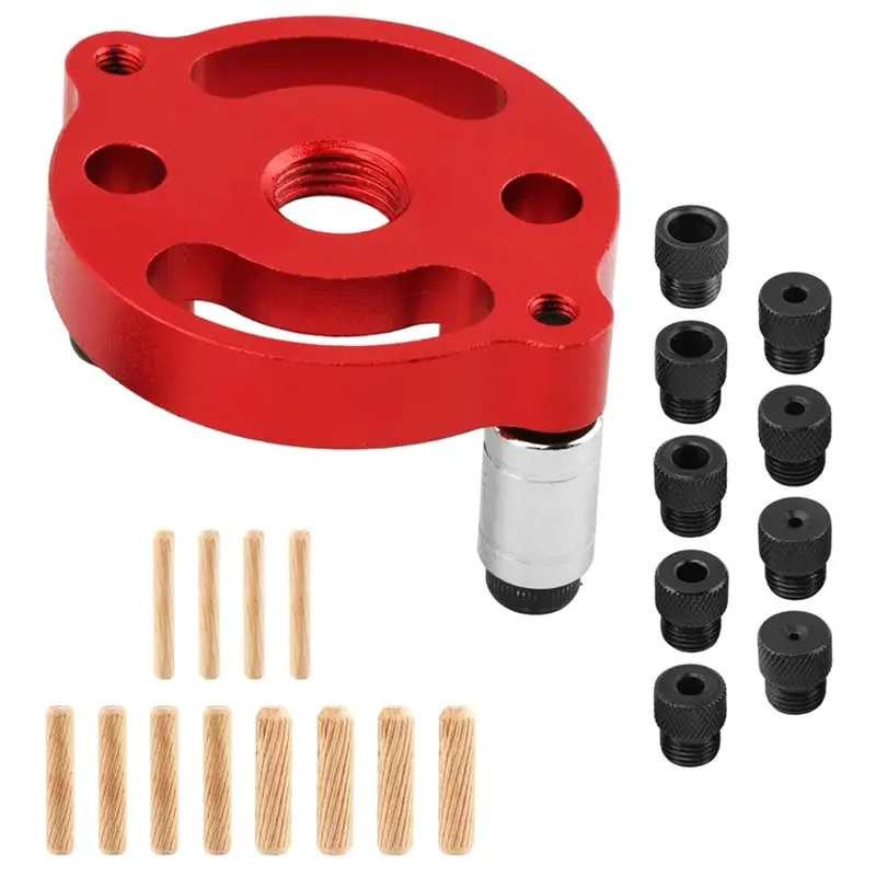 ABDJ-Dowel Drill Kit With Adjustable Self-Centering Doweling Jig- Includes 2/3/4/5/6/7/8/9/10 Mm Drill Bushes& 6/8/10 Mm Dowel P