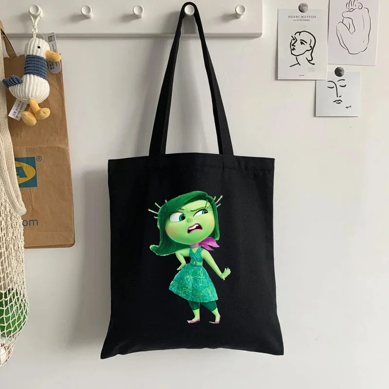 Disney Inside Out Canvas Women\'s Shopping Tote Bag Ins Ladies Kawaii Tote Bag Shopping Cute Commuting Bags Casual Shoulder Bag