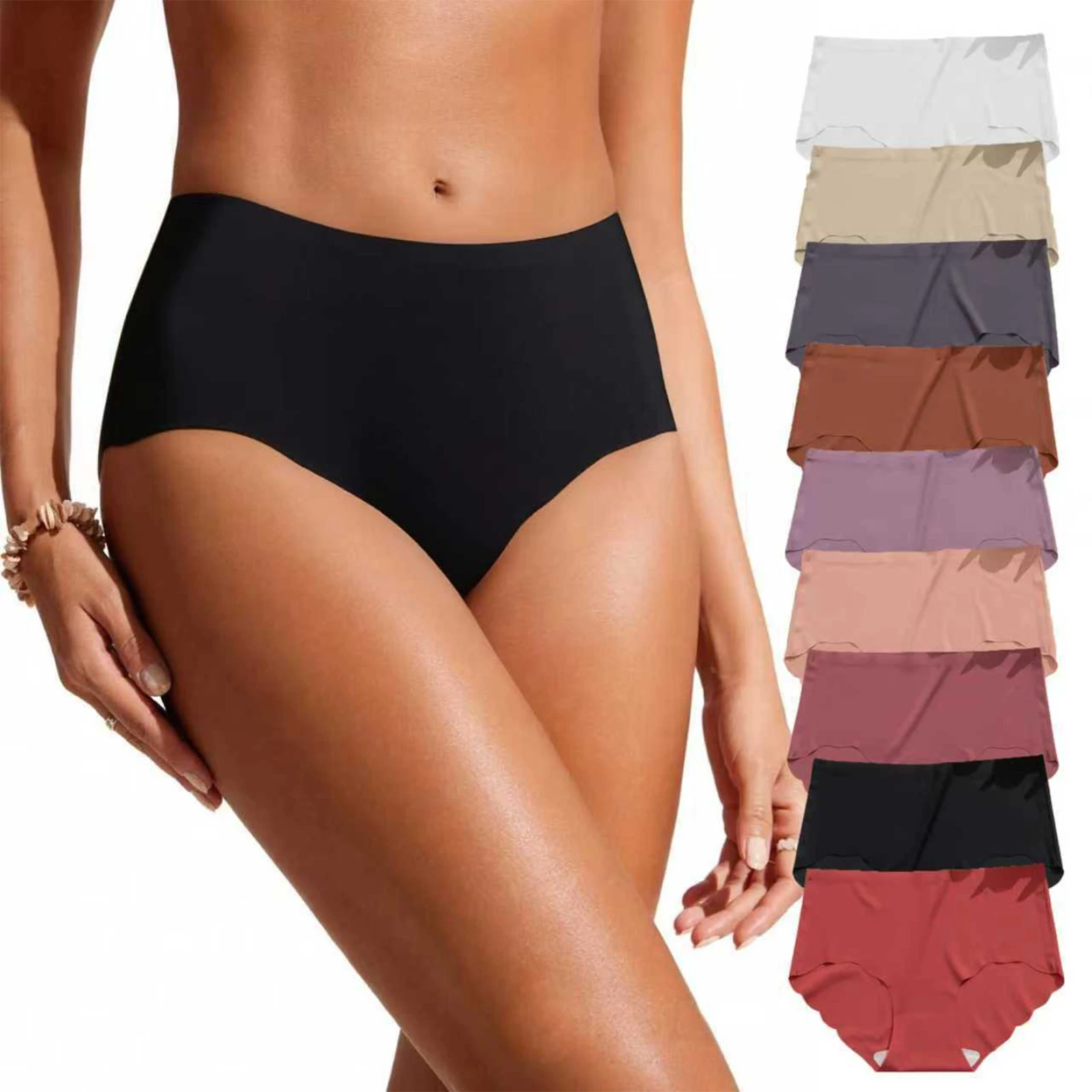 Ice Silk Seamless Absorbent Leak Proof Lengthened Menstrual Panties Underwear Mid-Rise Seamless Menstrual Period Panties