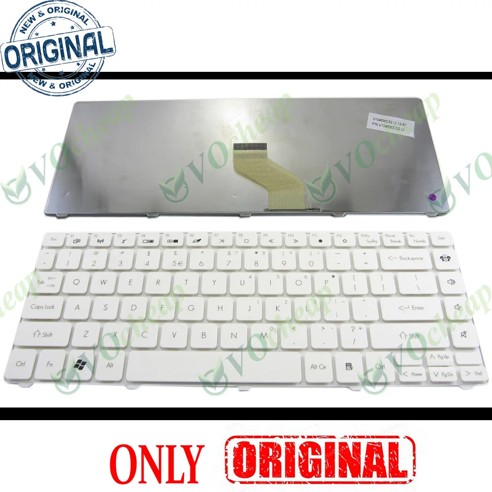 New US Laptop Keyboard FOR Acer Aspire 3810t Gateway NV49 NV49C Packard Bell EasyNote NM85 NM86 NM87 White V104630CS2 NSK-AM41D