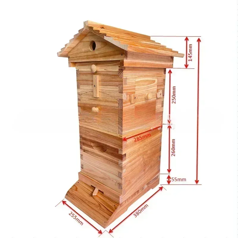 Flow Boiled Wax Cedar Self-Flowing Honey Hive Beekeeping Middle Complete Set 25.5*38*120Cm