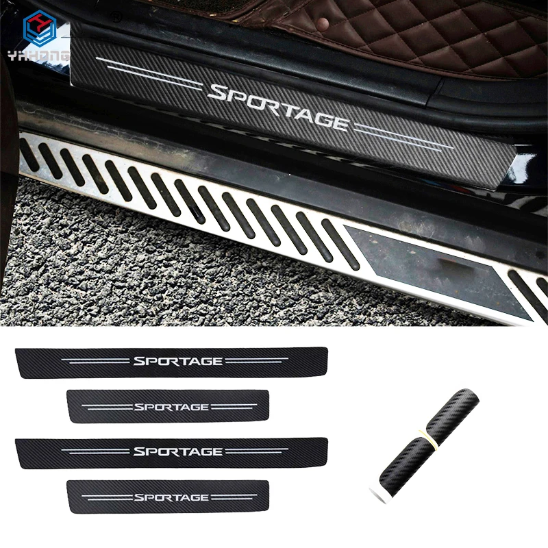 4pcs car threshold Imitation carbon fiber Protect Car stickers for kia SPORTAGE Car Accessories