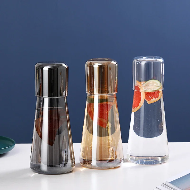 750/850ml Glass Teapot Set Hot Cold Water Jug Transparent Water Carafe with Tumbler Glass Cup Home Bedside Water Kettle