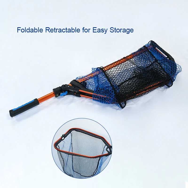 Large Fishing Net Deluxe Foldable Retractable Landing Net with Additional Handle