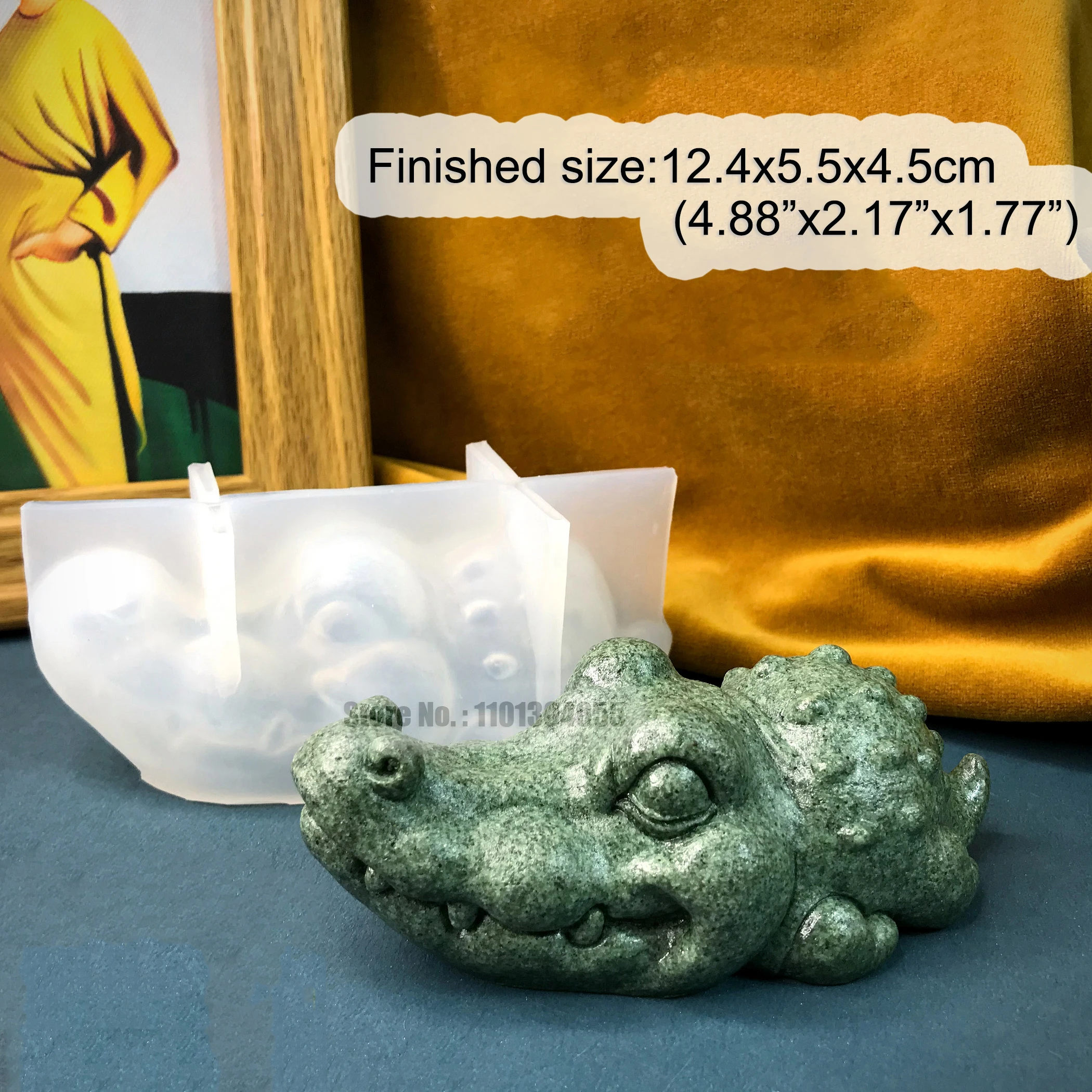 Crocodile Epoxy Resin Mold, Simulated Animal Scented Candle Making, Creative Gypsum Cement Handicraft Silicone Mold, DIY Tea Pet