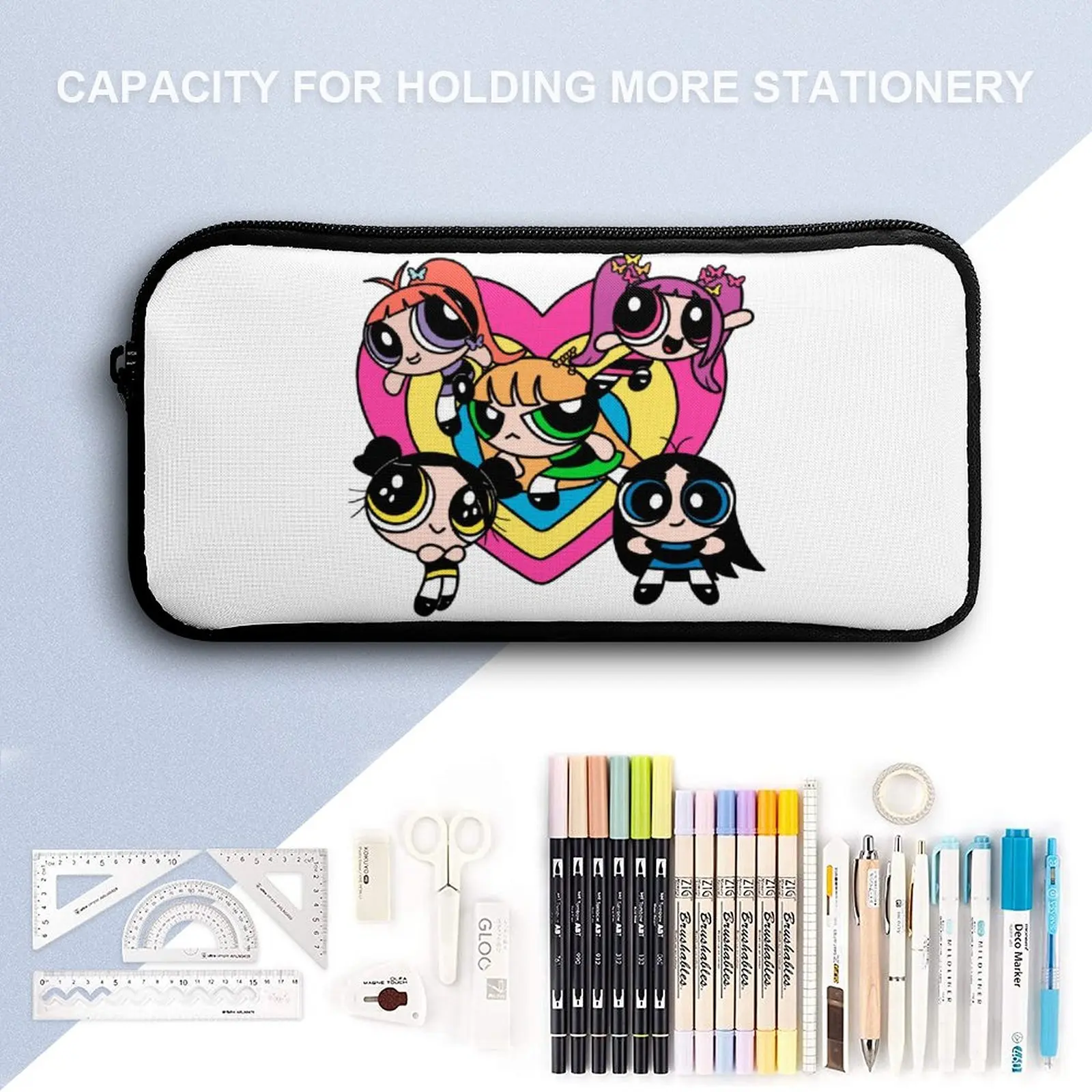 New Jeans Power Puff Girl Super Shy 6 Firm Cozy Infantry Pack 3 in 1 Set 17 Inch Backpack Lunch Bag Pen Bag  Sports Activities F