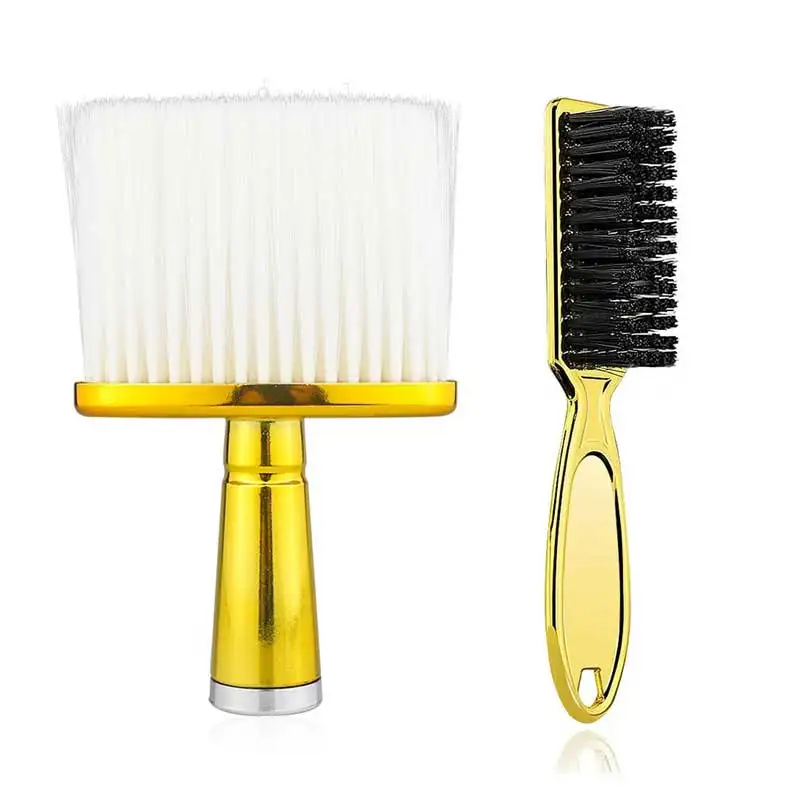 2PCS Barber Brush Set Hairdresser Blade Clean Brush Neck Duster Brushes Clipper Cleaning Brush Styling Brush Tool